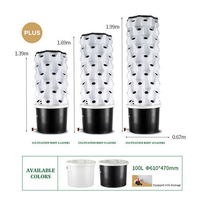 30L 8 Layers 80 Holes Large ABS Vertical Plant Tower Hydroponics System Eco-friendly Indoor Growing for Home