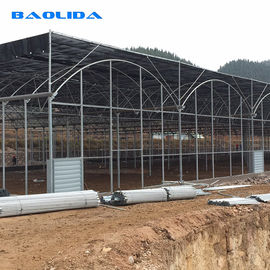 Crop Multi span Greenhouse With Shading System Galvanized Steel Pipes Fittings