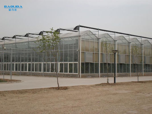 Plants Air Conditioner Large Glass Greenhouse Customized Outdoor Auto Control